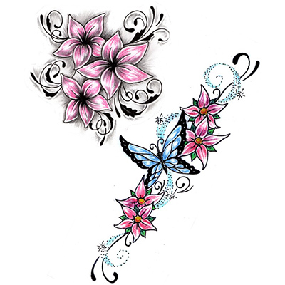 Free Lower Back Flowers Vine Design Fake Temporary Water Transfer Tattoo Stickers NO.10661